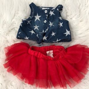 Cat & Jack Denim Star too and Red Tulle Tutu Skirt